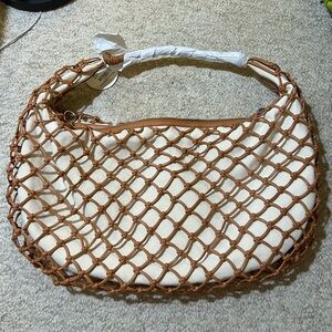 Staud Luna Tawny leather canvas large Brown Women's Bag